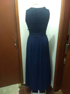Vestido De Festa Azul Marinho Com Bordado