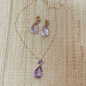 Conjunto Vivara Brinco E Colar Em Ouro 18k Coleo Cristal Ros