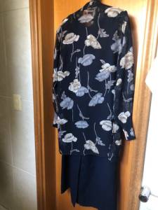 Vestido Longuete Com Capa Florida - Cor Azul