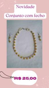 Conjunto Colar Prolas Com Brinco