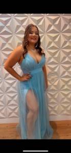 Vestido Formatura Azul Brilhante