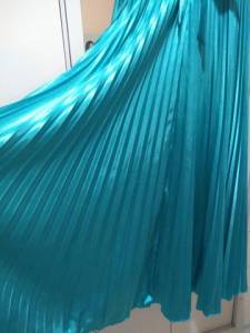 Vestido Festa Azul Tiffany Saia Plissada Tam M