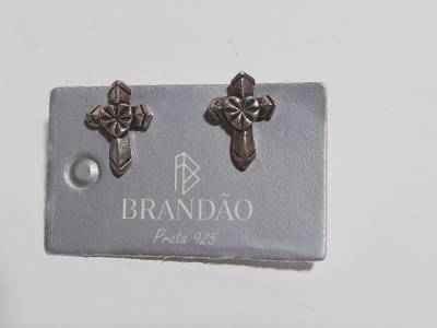 Brinco Cruz / Crucifixo Prata 925