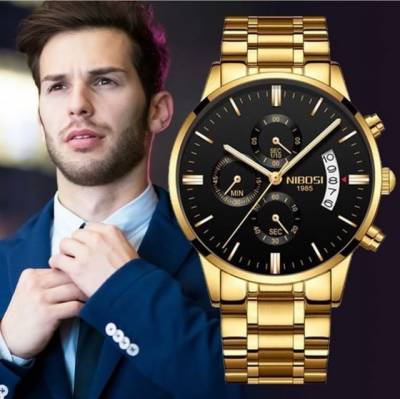 Relgio Nibosi 2309 Dourado A Prova D?gua Ao Inoxidvel