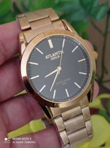 Relgio Atlantis Gold Unissex Novo A Prova Dgua