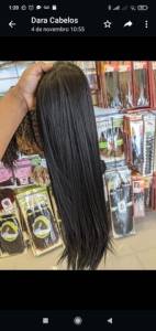 Rabo De Cabelo Liso Castanho Escuro, 70 Cm.