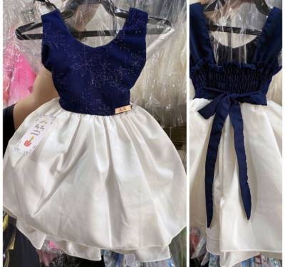 Vestido Infantil Azul Com Off White
