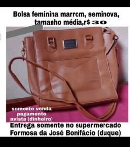 Bolsa Feminina Marrom ,tamanho Mdio,seminova,r$30/leia O Anncio