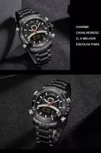 Relgio Naviforce Nf 9181 Pulseira Metlica Prata E Preto
