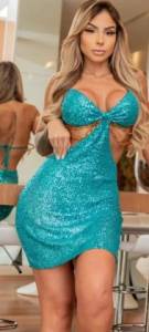 Vestido Paete Azul Celeste