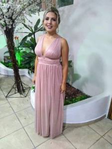 Vestido Rose Madrinha Festa Casamento