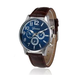 Relgio De Pulso Geneva Quartzo Casual Couro Militar