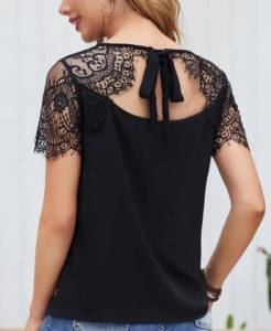 Blusa Preta Com Renda