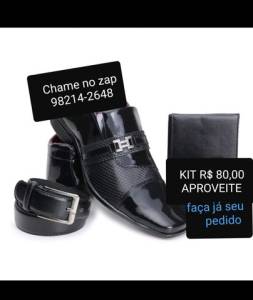 Sapato Social Costurado + Cinto Dupla Face + Carteira( Aceitamos Cartes E Pix)
