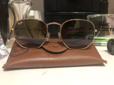 Ray-ban Hexagonal Marrom Claro Degrad Original