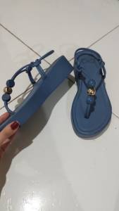 Sandlia Azul Couro & Cia
