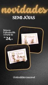 Brincos Folhados A Ouro 18k