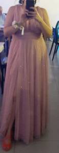 Vestido Rose Com Brilho
