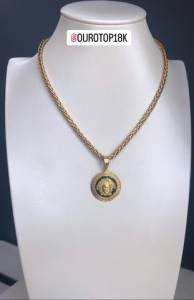 Cordo Bracelete Anel Pingente Ouro 18k