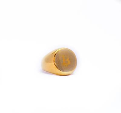Anel Moeda Digital Dourado Ao