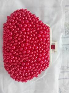 Bolsa De Festa Em Prola Rosa