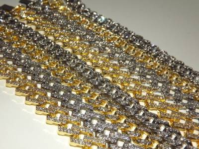 Pulseira Cubana Cravejada (ouro E Prata)