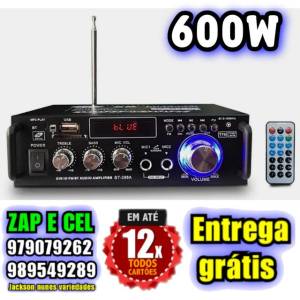 Amplificador áudio Bluetooth Mp3 Fm 600w 220v