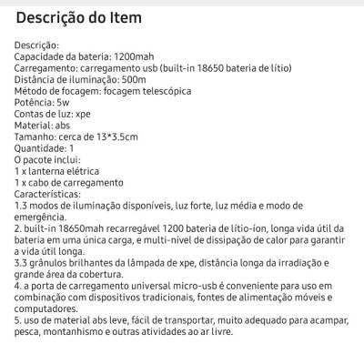 Lanterna Recarregvel Boa Iluminao