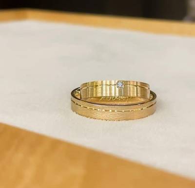 Alianas Em Ouro 18k Com Brilhante.