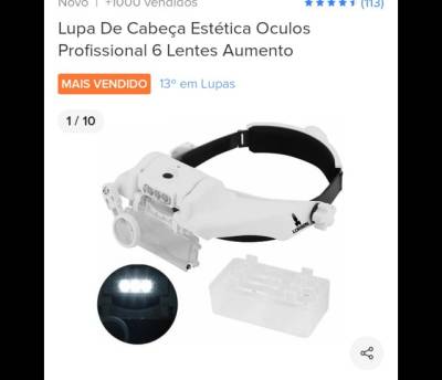 Lupa De Cabea De Esttica Profissional Com Seis Lentes E Pilhas Inclusa