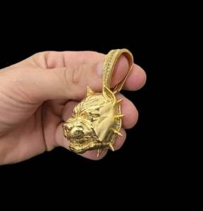 Pingente Pitbull Poze Pz Banhado A Ouro 18k Luxo.