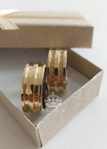 Alianas Douradas Casamento E Noivado Com Pedras Cravejadas Com Garantia