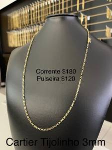 Corrente E Pulseira Moeda Antiga - Cartier 3mm