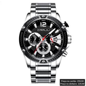 Relgio Masculino Prata Original Crrju Importado Premium