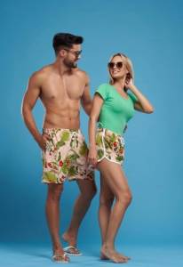 Short Tactel Grosso 3 Bolsos Floral Estampados