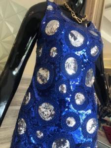 Vestido Azul Paets Novo Tam Unico
