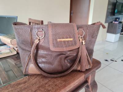Bolsa De Couro Marrom Grande