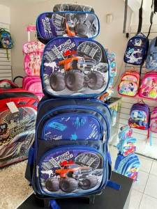 Mochila Escolar Infantil Kit Carrinho ( Mochila, Lancheira, E Estojo)