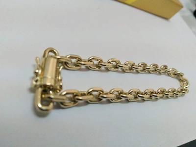 Pulseira Cadeado Oca Em Ouro 18k