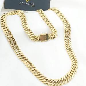 Corrente Grume Elo Duplo Oca Em Ouro 18k