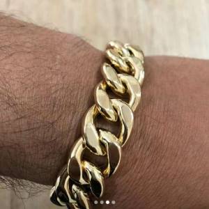 Pulseira Elo Grume Italiano Oca Em Ouro 18k