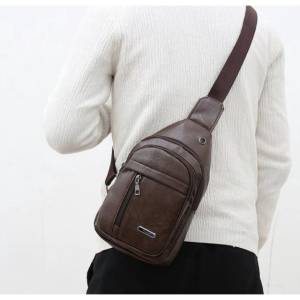 Pochete Masculina De Couro / Bolsa De Ombro Transversal/mochila