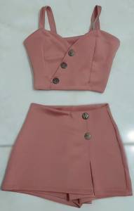 Conjunto Cropped E Short Saia