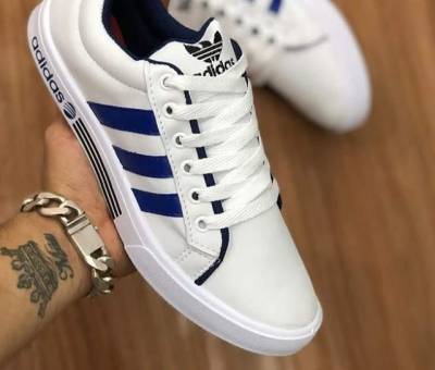 Sapatenis Adidas White Blue