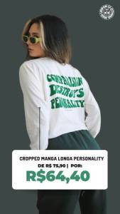 Cropped Manga Longa Personality Off White