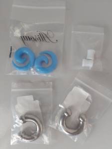 Piercing Alargador Espiral Ferradura Pino Ao Cirrgico Acrilico Azul Branco
