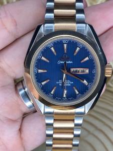 Relgio mega Seamaster Misto Com Fundo Azul!