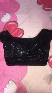 Cropped Paet Preto Brilhoso
