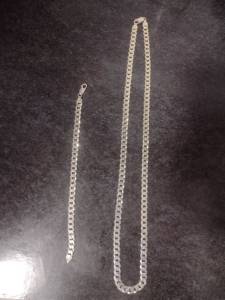 Corrente E Pulseira Prata 925.