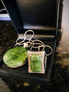 Conjunto Prata E Pedra Quartzo Verde